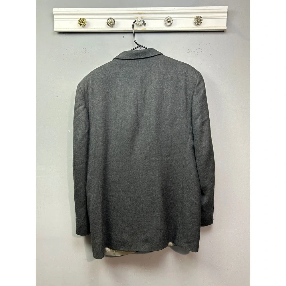 Nautica Mens 46L Wool Cashmere Herringbone‎ Blazer Charcoal Grey Sport Coat USA